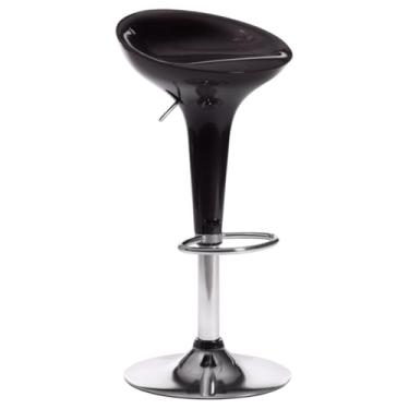 Imagem de BANQUETA ALTA TULIPA PRETA COM ENCOSTO BAIXO ASSENTO ABS GIRATORIA