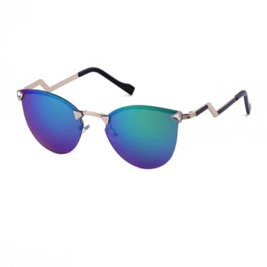 Imagem de JRLLFD Óculos de sol vintage feminino dirigindo armação de metal redonda lente espelhada prata retrô masculino óculos de sol feminino uv400(6)