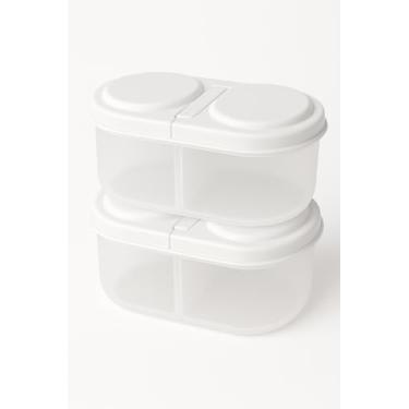 Imagem de Kit 2 Potes para Alimentos com 2 Divisórias Ideal para Marmitas, Refeições e Lanches Práticos (Branco)