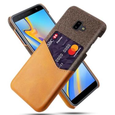 Imagem de Capa para Samsung Galaxy J6 Prime,Tela e tampa de couro PU,Anti-deslizante,Resistência à impressão digital,Caso de proteção de 360°com 1 slot de cartão atrás-Brown