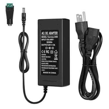 Imagem de Taormey Fonte De Alimentação 24 V Cc 5 A Ca/Cc Adaptador, 100-240 Ca Para Conversor Compatível Com 4 3 2 1 Dispositivo Transformador Ponta 5,5 X 2,5 Mm/2,1 Mm Fita Led Câmera Cctv Monitor Lcd