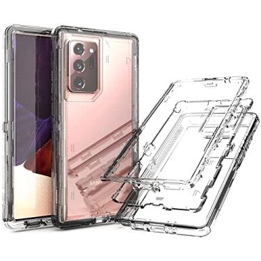 Imagem de YmhxcY Capa para Galaxy Note 20 Ultra - 3 camadas de proteção contra quedas, à prova de choque, capa de silicone transparente - transparente