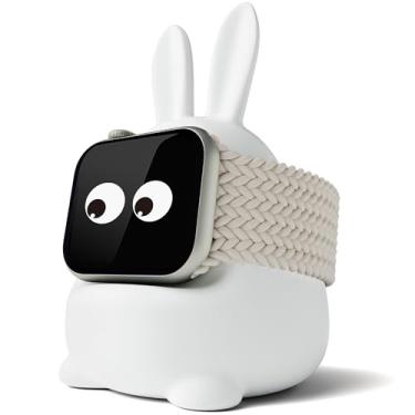 Imagem de ELETIUO Suporte de carregador para Apple Watch séries 49/45/44/42/41/40/38 mm (Ultra2/Ultra/9/8/7/6/SE2/SE/5/4/3, fofo organizador de carregamento para iWatch com orelha, suporte de silicone durável