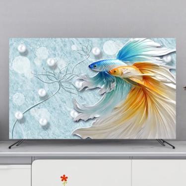 Imagem de Capa de TV Cobertura contra poeira para TV interna 32-80 polegadas tela protetora para LCD/LED TV computador cristal líquido pano protetor de tela quarto sala de estar decoração-azul 2||65 polegadas
