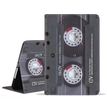 Imagem de JDHJFBFJNP Capa para Samsung Galaxy Tab S9 FE 5G 10,9 polegadas/Galaxy Tab S9 11 polegadas 2023, capa fólio de couro sintético premium com hibernar/despertar automático, cassete de música retrô