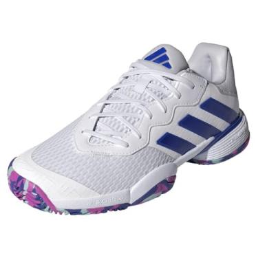 Imagem de adidas Tênis infantil unissex Barricade, Branco/azul lúcido/azul semiflash, 1 Little Kid