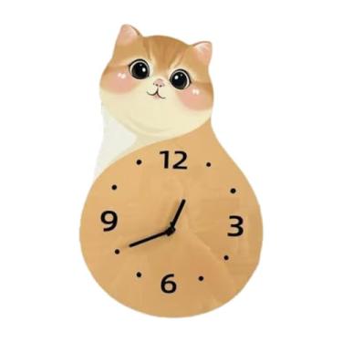 Imagem de Wswqop Relógio de parede de gato, decoração, arte, ornamento, relógio decorativo para casa de fazenda, sala de estar, cozinha, Sem Cauda 30cmx19cm