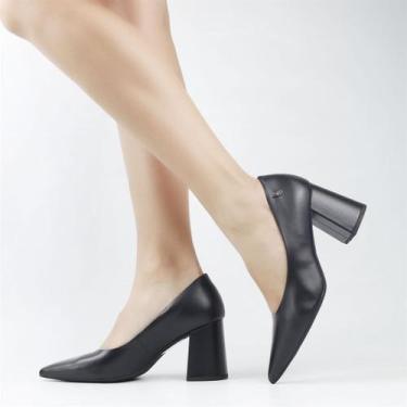 Imagem de Scarpin Salto Bloco Bico Fino - USAFLEX, Preto, 36