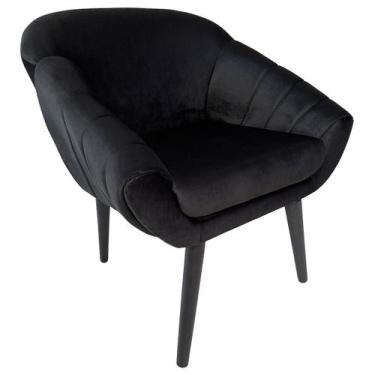 Imagem de Poltrona Giovana em Sued Premium - Sua Casa Decorações, Preto Pés Taba