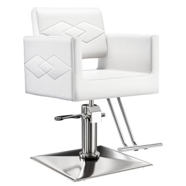 Imagem de Cadeira de salão de barbeiro de cabeleireiro, capacidade de 150 kg - com bomba hidráulica resistente, equipamento de beleza de spa ajustável giratório de 360°, cabeleireiro feminino para barbearia