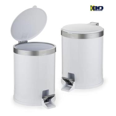 Imagem de Kit 2 Lixeira 12 Litros Pedal Branca Escritório Anti odor Resistente -