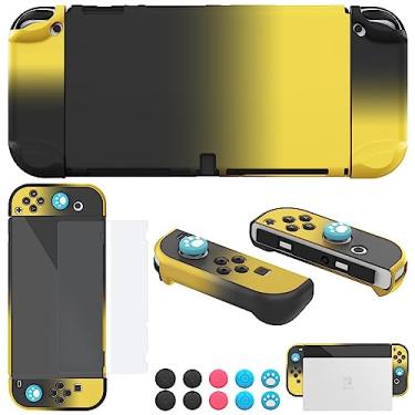 Imagem de COMCOOL Dockable Case for Nintendo Switch Oled - [9 FT Military Grade Drop Protection] [with Tempered Glass Screen Protector and Thumb Grips] Protective Cover for Nintendo Switch Oled - Black Yellow