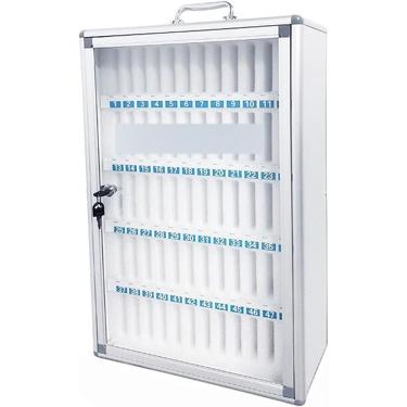 Imagem de Fechaduras De Móveis Trsparent Lockable Armazenamento De Telefone Móvel Caixa De Armazenamento Equipe Estudantil Armazenamento De Telefone Móvel Caixa Restaurt Armário De Arm, Silver, 60