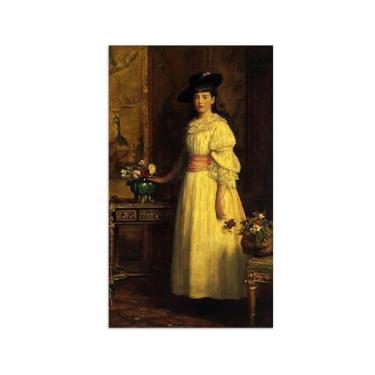 Imagem de John Millais Canvas Wall Art Pictures-Famous Art Prints-Bedroom Wall Art Painting-Reprodução em tela - Mulher em branco 30x50cm12x20inch Sem moldura