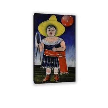 Imagem de leinwandbild bekannt Niko Pirosmani Poster Girl with a Baloon Druck auf Leinwand Berühmte Ölgemälde Reproduktion Wandkunst Schlafzimmer Wanddekoration70x40cm (71.1x40.6 cm) Emoldurado