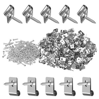 Imagem de Atotalof Conjunto de grampos de montagem de cerca – 200 peças de braçadeiras elétricas de aço inoxidável com parafusos – Clipes de esgrima para fio de calibre 12-16, montagem de poste de madeira