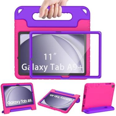 Imagem de AVAWO Capa infantil à prova de choque para Samsung Galaxy Tab A9+ Plus 11 polegadas com protetor de tela embutido, rosa + roxo