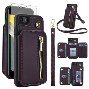 Imagem de Capa de telefone para iPhone 7/8/SE 2020/2022 RFID carteira celular e protetor de tela alça transversal suporte para cartão de crédito iPhone7 iPhone8 7s 8s i SE2020 SE2022 2/2nd/3/3ª geração mulheres