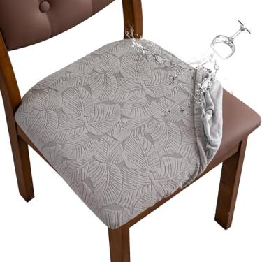Imagem de YUEANG Capa de assento de cadeira impermeável para sala de jantar - conjunto de 6 capas protetoras de assento de cadeira de cozinha para banquete de restaurante em casa (cinza claro, grande)