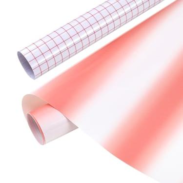 Imagem de Tintnut Rolo de vinil permanente gradiente - vinil adesivo permanente com padrão ombré rosa de 30,5 cm x 1,5 m para máquina de corte, folhas à prova d'água para decoração de casa autoadesivo
