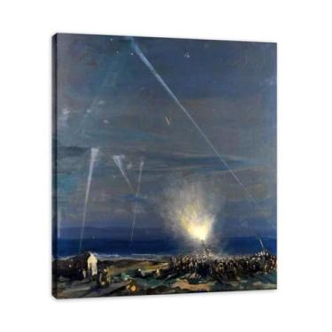 Imagem de A Coast Defence John Lavery Classic Realist Portrait & War Scene Canvas Art – Decoração de parede de arte irlandesa para casa emoldurada 30 x 36 cm