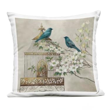 Imagem de Stupell Industries Almofada Neutro Birdcage Menagerie estampada ao ar livre, 45 x 18 x 45, bege