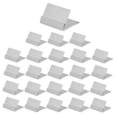 Imagem de Urban Deco Porta-cartões de mesa de metal com 24 unidades, porta-cartões de aço para fotos, placas de comida, notas de memorando, casamentos, restaurantes, aniversário (prata, 24 unidades)