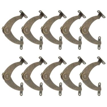 Imagem de Mewutal 10 peças dobradiças de suporte de tampa de caixa dobradiças de suporte de tampa dobrável giratória de ferro bronze para caixa de joias armário de caixa de madeira (estilo 2)