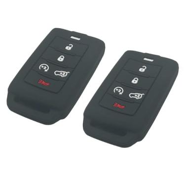 Imagem de LemSa 2 peças, 5 botões, controle remoto de silicone, capa protetora inteligente para Jeep Grand Cherokee L Grand Wagoneer L Wagoneer L M3NWXFOB1, preto