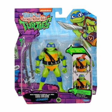 Imagem de Boneco Leonardo de 10cm Cabeça Retrátil  As Tartarugas Ninja