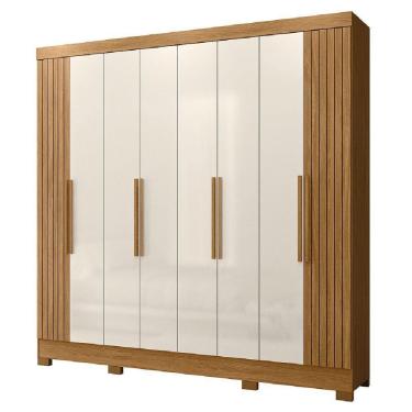 Imagem de Guarda Roupas Casal Ripado 8 Portas 4 Gavetas Diamante Moval Freijo Off