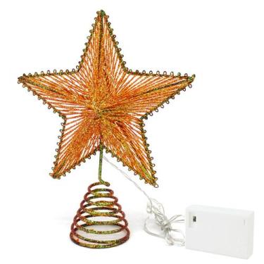 Imagem de Topper de árvore de Natal CVHOMEDECO Champagne Glittered Star - CVHOME