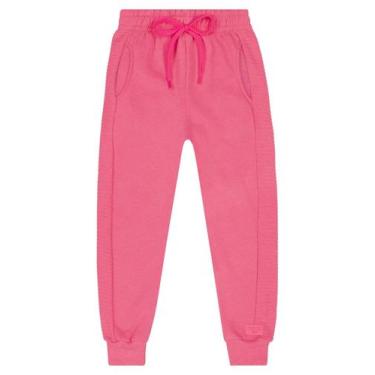Imagem de Calça Básica Infantil Unissex em Moletom Quimby, Rosa pink, 4