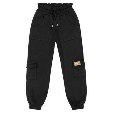 Imagem de Calça Jogger Cargo Infantil Menina Quimby, Preto, 6