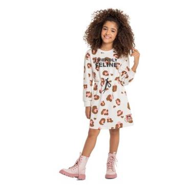 Imagem de Vestido Manga Longa Infantil em Molecotton Gloss, Bege, 12