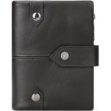 Imagem de Carteira De Couro Masculina Com Bloqueio Rfid Bolsa Fina Porta-moedas Com Zíper Bolso Para Moedas Titular Do Cartão De Crédito, Black, One Size