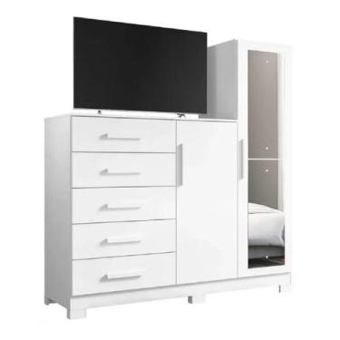 Imagem de Cômoda 5 gavetas com corrediças telescópicas 2 portas  6 pés New Maste