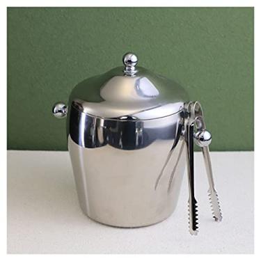 Imagem de balde de gelo para festas Balde de gelo de aço inoxidável com alça restaurante balde de vinho balde de champanhe com tampa bar coquetel família cerveja bebida balde recipiente de gelo balde de vinho