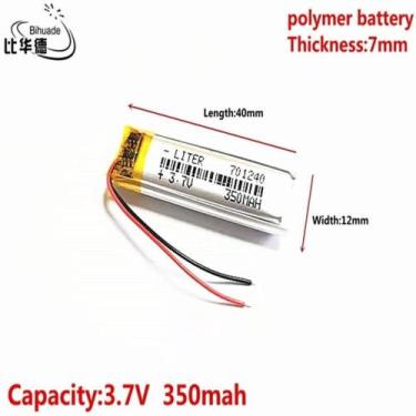 Imagem de Bateria 3.7v 350 Mah 7mm X12mm X40mm 2 Fios 701240 - bgb