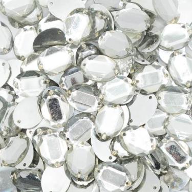 Imagem de Costura Chaton Oval Acrílico Transparente 13x18mm 10pçs 8g - Macall