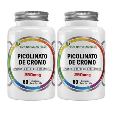 Imagem de Kit 2x Picolinato De Cromo Puro 250µg 60 Cápsulas Flora Nativa do Bras