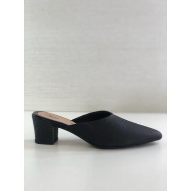 Imagem de Mule Feminino salto alto Napa Preto S/ Enfeite - Charm Calçados, 38