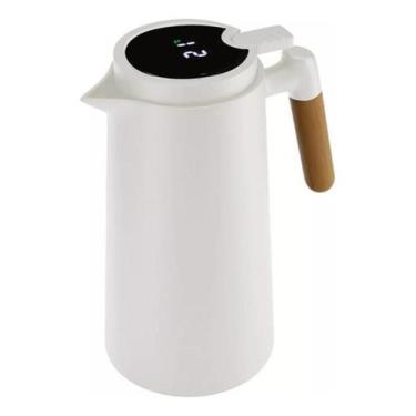 Imagem de Garrafa Térmica Linda Smart Cabo De Madeira 1L - Branco - Coibeu