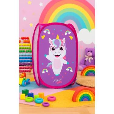 Imagem de Cesto Infantil Dobrável Telado  Organizador de Brinquedos e Roupas  Mu