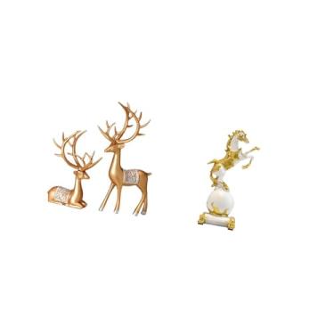 Imagem de Bothyi Estátuas de Renas Europeias, Estatuetas Modernas de Cavalo, Coleção de Esculturas de Animais Colecionáveis ​​para Sala de Estar, Mesa, Centro de Mesa,