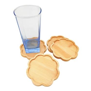 Imagem de 4 peças de porta-copos de bambu de mosaico para artesanato, bandejas de base em branco, porta-copos para copos de bebida, porta-copos de plantas, placa de arte, suprimentos de mosaico DIY (oito