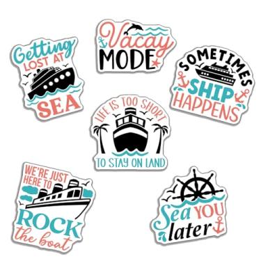 Imagem de Conjunto de ímãs de cruzeiro de 6 peças - Pacote divertido de ímãs para porta de navio - para decoração de férias de amigos em família - Superfície de metal para geladeira carro caminhão - Impressão