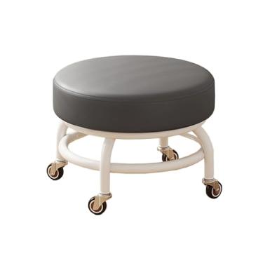 Imagem de Banqueta de rodinhas de baixa altura, banquetas de couro PU, cadeira de rodas resistente, rotação de 360° para limpeza doméstica, garagem, banco fixo, exterior, escritório, trabalho, limpeza de pisos