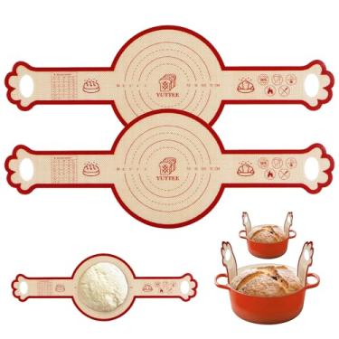 Imagem de Alça de silicone para forno holandês, 2 peças antiaderentes de massa redonda para forno holandês, 2 peças reutilizáveis tapete de transferência de cozimento com alça de gato, fácil de transferir pão