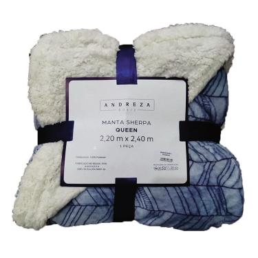 Imagem de Manta Sherpa Queen Andreza Geomeérico Azul